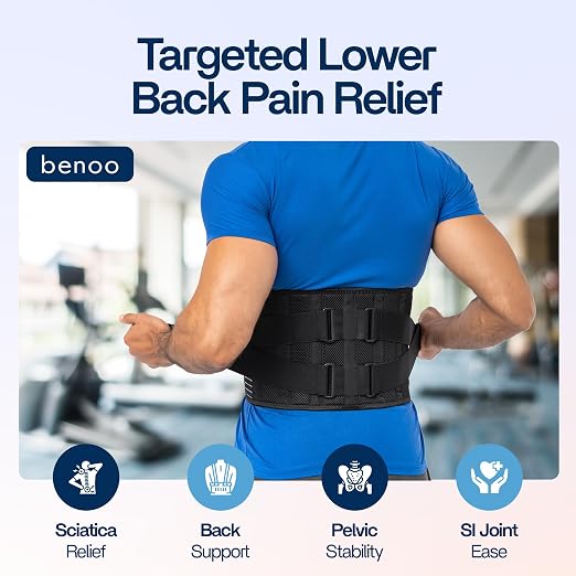Back Brace for Lower Back Pain Relief | Sciatica Lumbar Support Belt for Men & Women, Adjustable Back Support Brace for Work & Daily Use, All-Day Comfort & Heavy-Duty Compression (Small (28-32.9"))