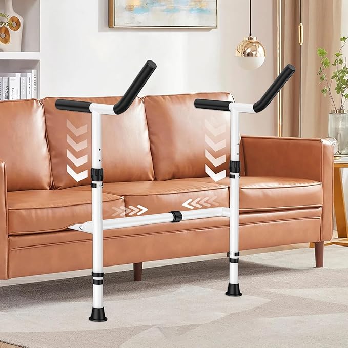 Stand Assist for Couch and Sofa with Support Legs, Height Width Adjustable Standing Aid for Elderly, Disabled, Patients and Seniors with Mobility Issues Portable Couch Handle for Chair (White)