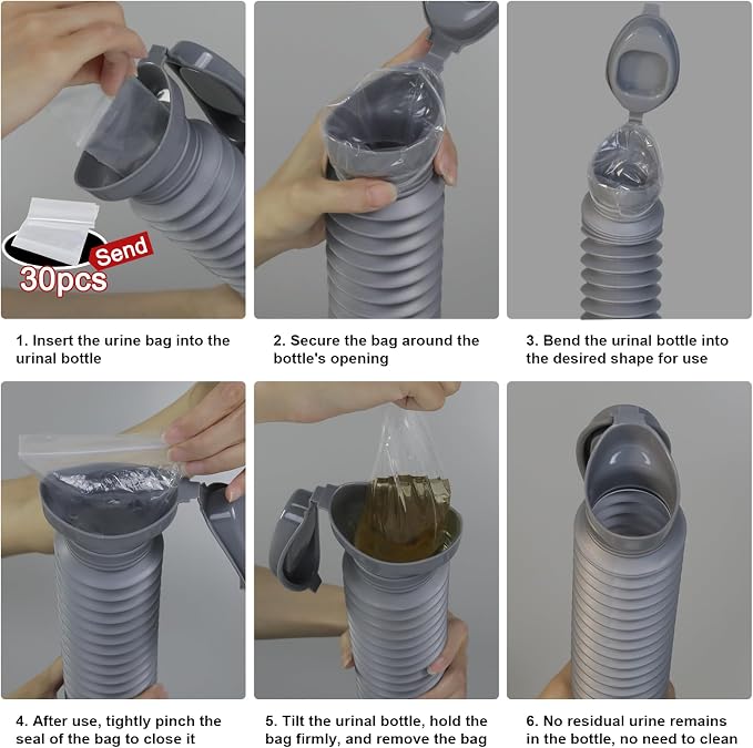 Pee Bottles for Men,Portable Urinal for Men,Collapsible Urine Bottle 750ML | Car Urinals for Men and Women,Emergency Urinal Bottle Shrinkable Pocket Toilet for Travel,Camping,Traffic Jam,Road Trips