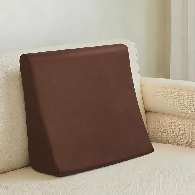 Vekkia Lumbar Support Pillow for Recliner, Ergonomic Back Support for Couch – Improve Posture, Relieve Back Pain for Long Sitting & Elderly, for Armchair & Sofa, Removable Cover, Brown