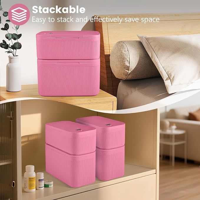 Medicine Lock Box with Code,Taller Size Small Lock Box with Combination Code for Medication Safe,Lock Box for Pills/First Aid Kits/Snack/Ipad Mini,Locked Container for Home/Office 9.4X5.5X5.7inch Pink