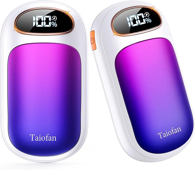 Rechargeable Hand Warmer 2 Pack, LED Display & 4 Levels, Ultrathin Electric Hand Warmers Portable USB Pocket Heater Fits Gloves for Hunting Essentials, Camping, Raynauds, Gifts for Christmas