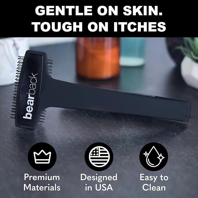 Back Scratcher for Men & Women - Long Reach Folding Handle, Skin-Safe Bristles - Extendable, Portable, Easy to Clean - Designed by a USA Small Business