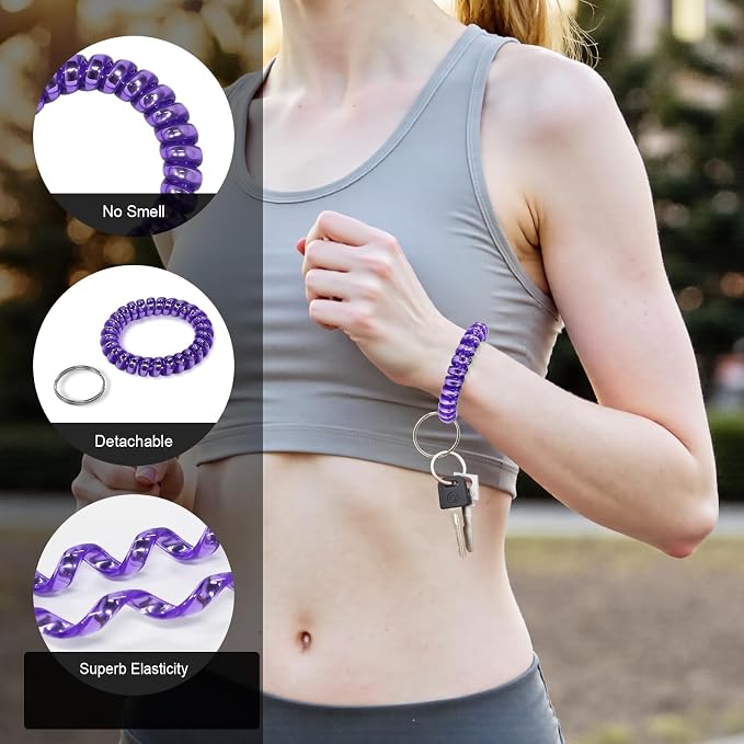 Spiral Coil Keychain, Anti-lost Key Chain Holder Lanyard Cord for Sauna Outdoor Sports and Gym Pool