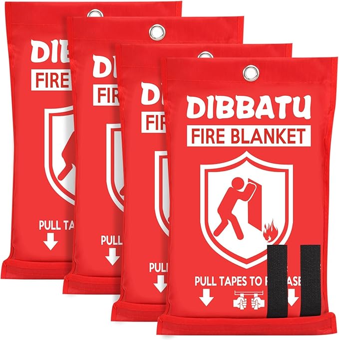 Fire Blanket for Home and Kitchen,Emergency for Small Fire,Reused,Easy Use | Emergency for House Fireplace Car Grill BBQ, Clean No Mess, Stand High Temperature Fibre, Never Expires, for Everyone,4 pcs