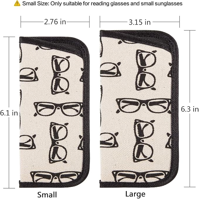 TRIUMPH VISION 3 Pack Reading Glasses Pouch Soft Case Eyeglass Sleeve Slim | Alternative to Bulky Case in bag, Lightweight Lined Padded Protect Optical lens Slip in, Cute Pattern Portable for Daily Use