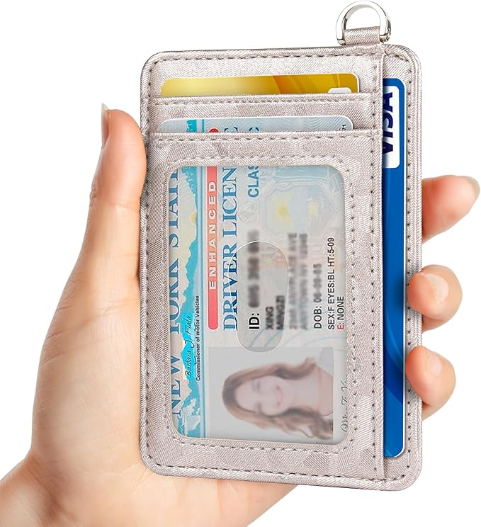 Slim Minimalist Front Pocket Wallet, RFID Blocking Credit Card Holder Wallet with Detachable D-Shackle for Men Women