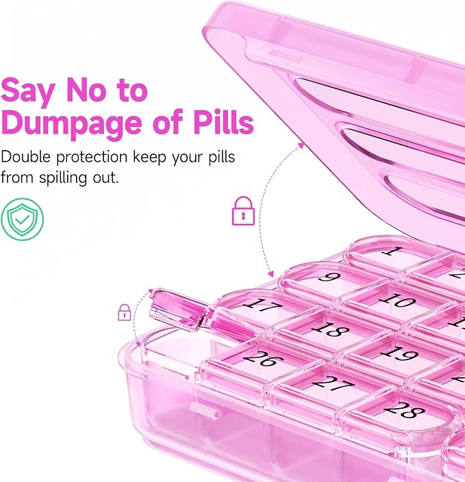 Zoksi Monthly Pill Organizer 1 Times a Day, 30 Day Pill Box Organizer,One Month Pill Case for Travel, 31 Day Daily Medcine Container for Vitamins, Supplement & Medication(Purple)