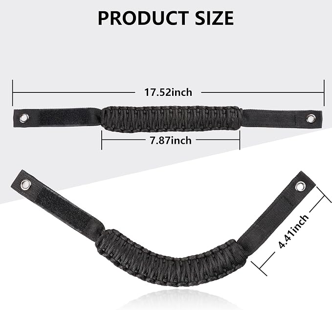 sukemichi Handles Grab for 2021-2026 Ford Bronco 2/4 Door, Black | Roll bar paracord grab handles,Fits Bronco hard & soft top,Off-road safety grip handle,Work with airbags,Not for Sport,4 Pack