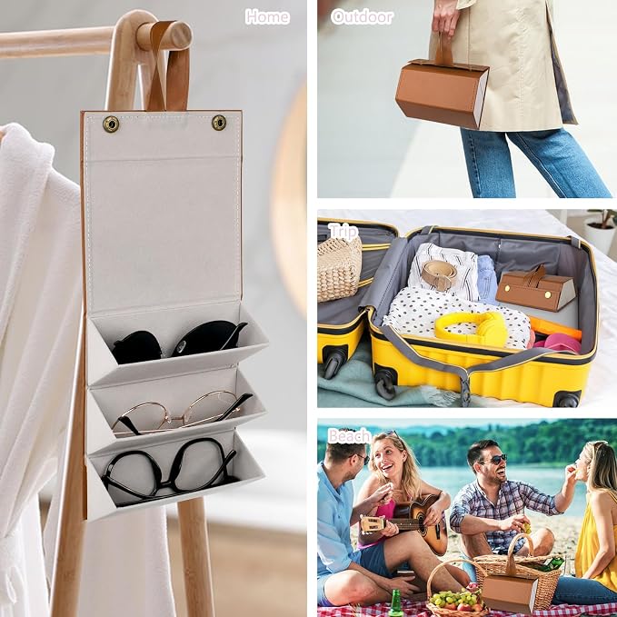 Sunglasses Travel Case,Foldable Eyeglasses Case, Portable Multiple Glasses Case for Women Men Girls