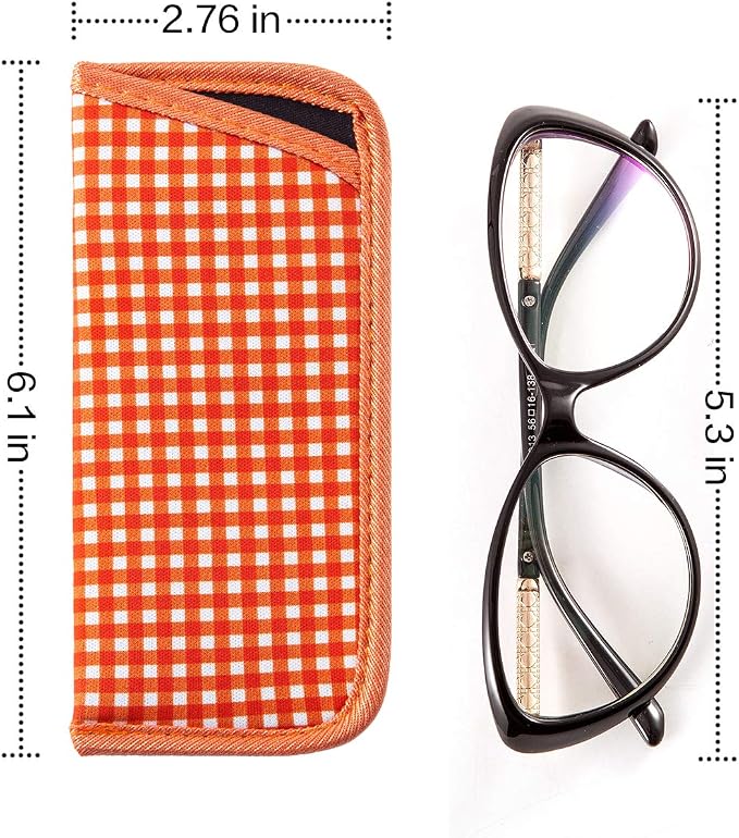 TRIUMPH VISION 3 Pack Reading Glasses Pouch Soft Case Eyeglass Sleeve Slim | Alternative to Bulky Case in bag, Lightweight Lined Padded Protect Optical lens Slip in, Cute Pattern Portable for Daily Use