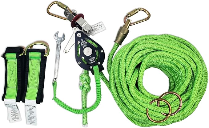 Frontline HLK1004 4-Person 100' Adjustable Horizontal Lifeline System with 6' Anchor Straps | OSHA & ANSI Compliant | Comes in Frontline Bag