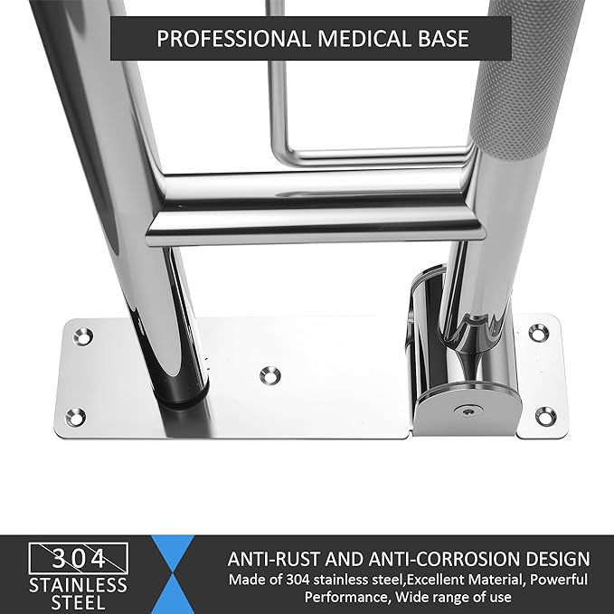 Handicap Grab Bar, 29.5 Inch Stainless Steel Toilet Safety Rails, Disabled Flip-Up Bathroom Grab Bars with Paper Holder, Anti-Slip Toilet Handrails Hand Grips Handicap Grab Bars for Elderly