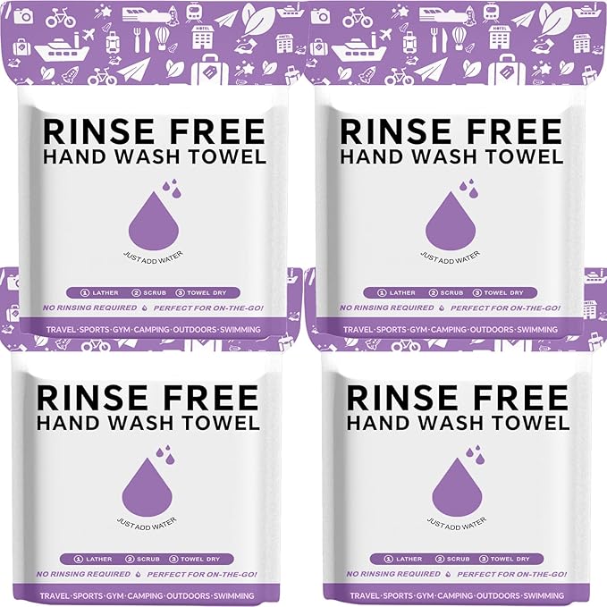 4 Packs XL No Rinse Body Wipes for Adults Bathing, Rinse Free Bathing Shower Wipes for Adults. Soap Infused, Disposable Body wipes for Elderly 100 PCS for Camping, Elderly, Post Surgery, Gym