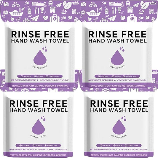 4 Packs XL No Rinse Body Wipes for Adults Bathing, Rinse Free Bathing Shower Wipes for Adults. Soap Infused, Disposable Body wipes for Elderly 100 PCS for Camping, Elderly, Post Surgery, Gym