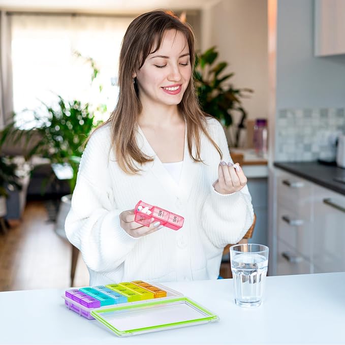 AUVON Weekly Pill Organizer 3 Times a Day with Moistureproof & Dual Protect | Large Pill Box 7 Day Easy to Use, Portable Pill Case for Travel, Pill Containers to Hold Vitamins, Medication, Fish Oils