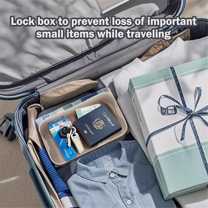 Lockable Storage Box,Medicine Lock Box with Code Lockable Storage Box Fridge Lock Boxes for Medicines, Food,Snacks,Locking Cell Phone Smart Device Jail,Combination Locked Box for Office,Home (Cream)