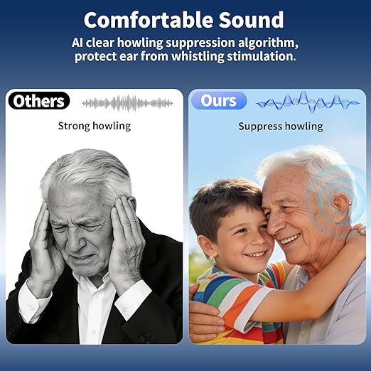 Hearing Aids for Seniors, Hearisay Rechargeable Hearing Amplifiers, 5 Levels of Volume Automatic Digital Noise Cancelling Hearing Aids for Seniors with Super Convenient Charging Case (gray)