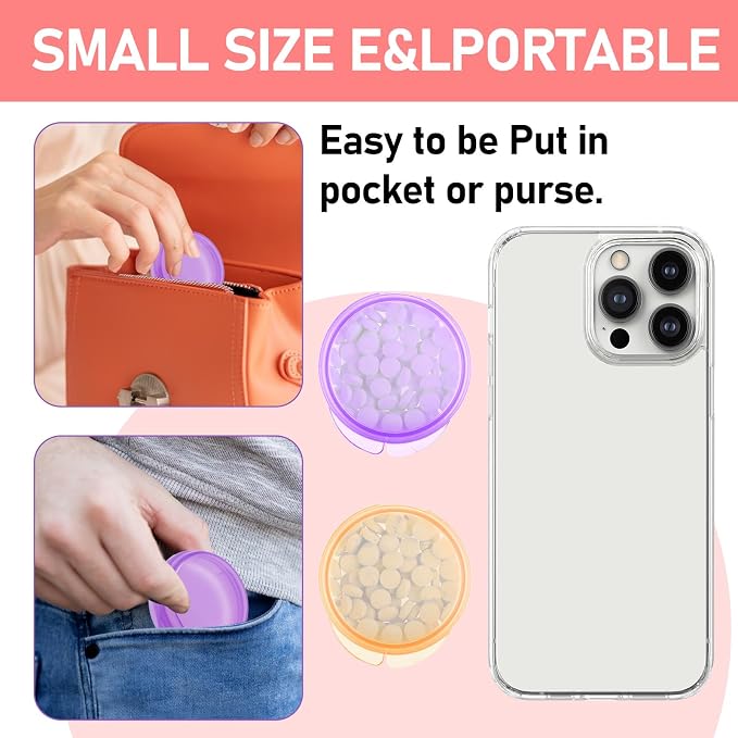 4 Pcs Mini Pill Organizer Small Pill Box Cute Portable Pill Case for Pocket Purse Travel Storage Containers Earplug Case Medicine Dispenser Vitamin Holder (Pink+Orange+Green+Purple)