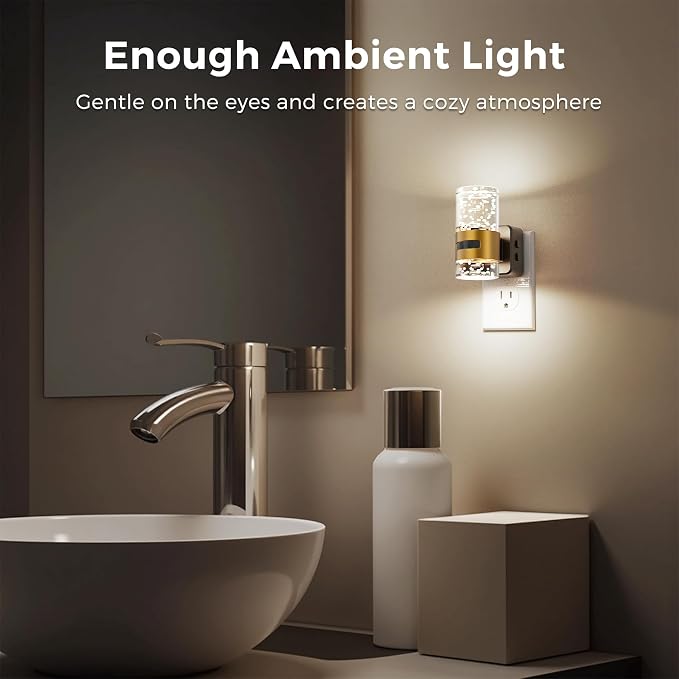 L LOHAS LED Motion Sensor Night Light, 2 Pack Bubble Night Light | 3CCT Color Temperature Change Night Lights Plug into Wall, Dimmable Nightlights, Dusk to Dawn Sensor, Rooms Bathroom Hallway