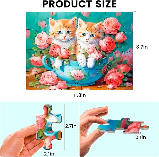 4 Pack 16 Large Piece Puzzle for Seniors, Alzheimer's Cognitive Jigsaw Puzzles for Elderly, for Dementia Easy Fun Puzzles Memory Game with 4 Storage Bags