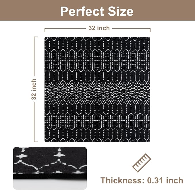 Stair Treads Non-Slip Landing Mat Stair Runners for Wooden Steps 31"x31" | Indoor Slip Resistant Stair Carpet Treads for Kids and Dogs, Rubber Backed Stair Rugs Mats Corner Square Matching Mat