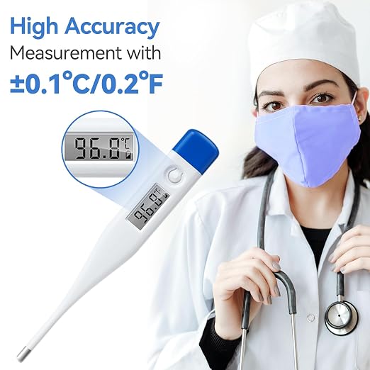 Berrcom Digital Thermometer for Adults, Kids, Babies, Oral Rectal Underarm | Medical Thermometer with Fever Alarm, C/F Switchable, Body Temperature, Fast Read, Oral in Mouth, Rectal, Under Arm Use