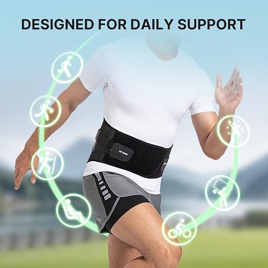 Fit Geno Back Brace for Lower Back Pain Men & Women: Adjustable Lumbar Support Brace for Pain Relief - Breathable Waist Belt for Comfort - L/XL