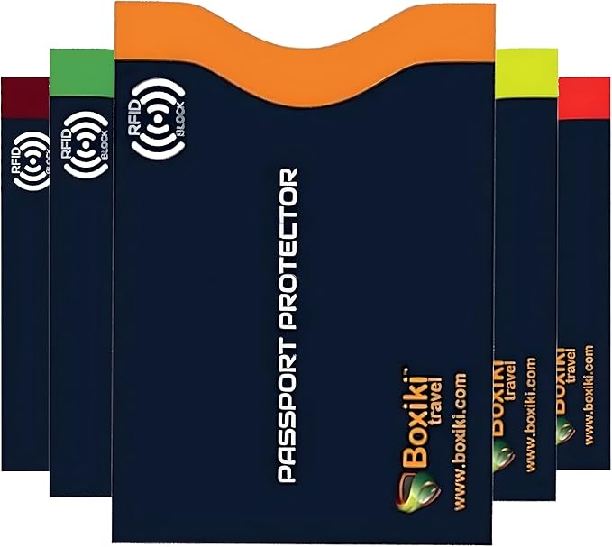 RFID Blocking Passport Sleeves (5-PCS) – Color-Coded Travel Organizers for Identity Theft Prevention – Navy Blue Passport Protector Sleeves for Men & Women