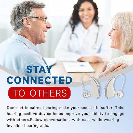 Rechargeable Hearing Aids for Seniors with Noise Reduction|OTC Hearing Aids for People with Mild Moderate Severe Hearing Loss| Automatic Noise Cancelling Comfortable Design and Wear - Black