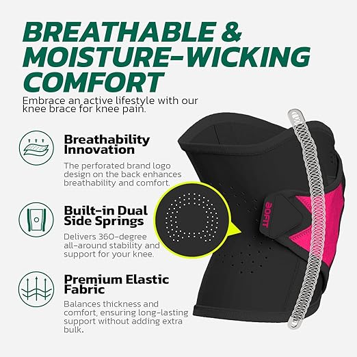 Knee Brace for Women Men Knee Pain Meniscus Tear Arthritis Patella Dislocation Best Osteoarthritis Adjustable Compression with Memory Stabilizers for ACL MCL Breathable for Injury Recovery 5XL
