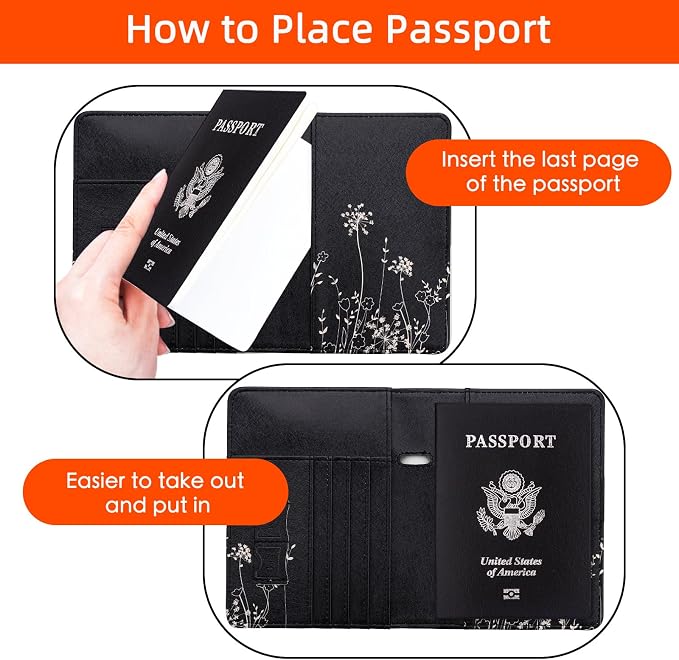 WALNEW Passport Holder for Travel, RFID Passport Wallet, Travel Essentials | PU Leather Passport Cover Case with Pen Holder, Travel Must Haves Accessories, Passport Book Holder for Women Men