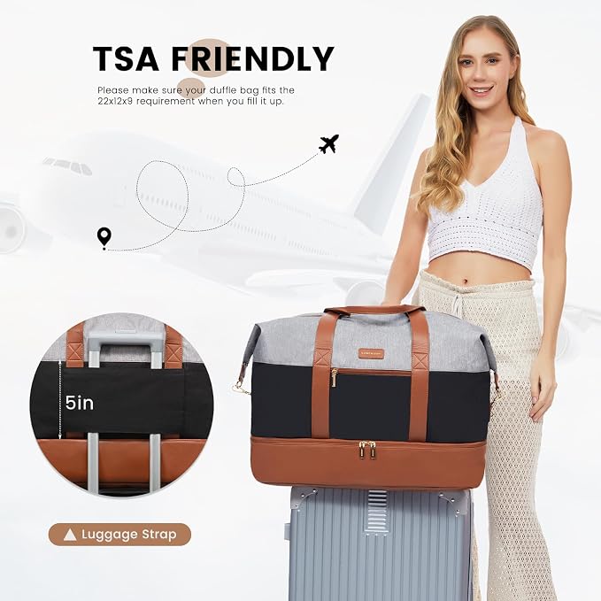 LOVEVOOK Weekender Bag for Women, Large Duffle Bag for Travel with 2 Packing Cubes, Carry on Overnight Bag with Shoe Compartment, Mom Hospital Bags for Labor and Delivery