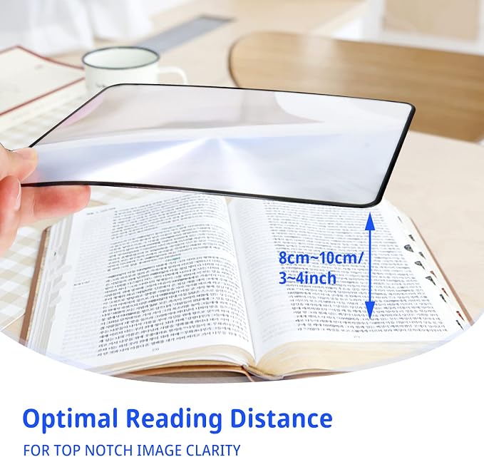 4Pcs Page Magnifying Sheet 3X Lightweight Optical Plastic Fresnel Lens Bookmark Flat Magnifier for the Elderly and People with Low Vision Reading Small Prints, Maps and Books
