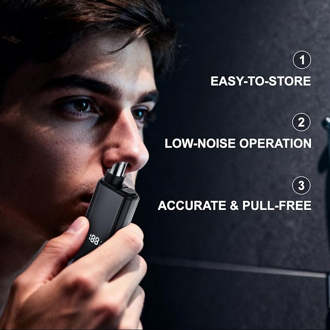 2026 Professional Ear and Nose Hair Trimmer, IPX7 Waterproof USB Rechargeable for Men & Women - Painless Quiet Electric Trimmer, Travel-Friendly, Easy to Clean Dual Edge Blades (Black)