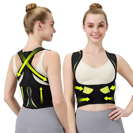 Posture Corrector for Women, Adjustable Strap for Pain Relief Black S | Adjustable Posture Brace Straps, Back Straightener, Improve Rounded Shoulders, Hunchback Correction, Posture Support Brace