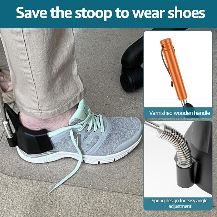 30 Inch Shoe Horn Long Handle for Seniors, Telescopic Shoe Horn, Adjustable Shoe Horn, Shoe Funnel with Extended Handle, Funnel Shoehorn Helper, Senior Shoehorn Assist Tool for Casual Sport Shoe