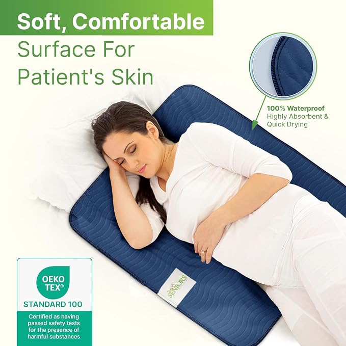 Bed Pads Washable Waterproof 34"x36"- Pack of 4 Navy Incontinence Bed Pads | Washable Pee Pads for Adults - Dementia Products for Elderly & Elderly Assistance Products - Reusable Pee Pads Dogs & Kids