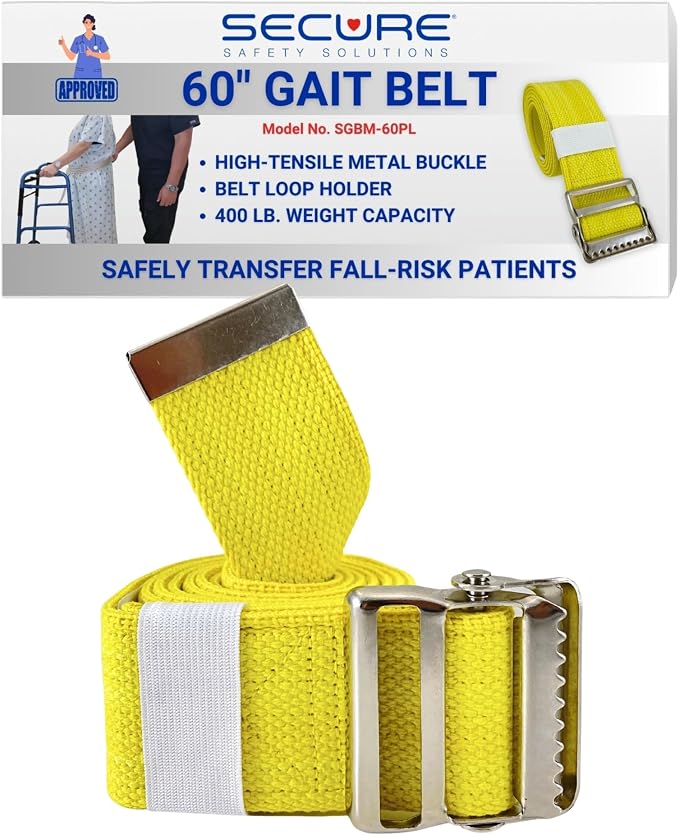 Secure Gait Belt for Seniors with Metal Buckle - Transfer and Walking Standing Aid Elderly, Physical Therapy, Nurses