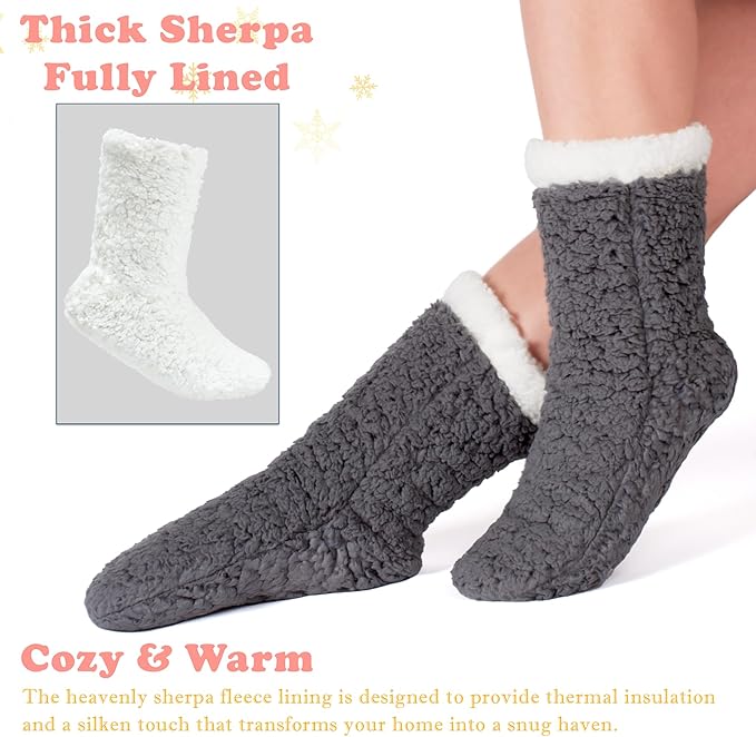 cosyone1997 Women's Fuzzy Slipper Socks with Non-slip Grippers, Cozy & Unique Gifts