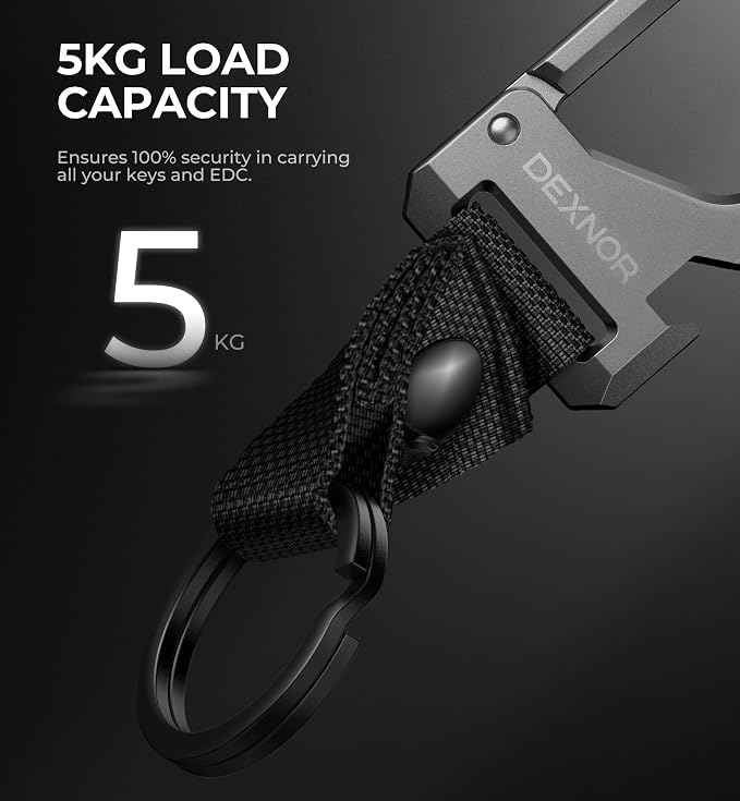 Dexnor Heavy Duty Key Chain Bottle Opener,2PCS Carabiner Key Ring Clip Aerospace-grade Stainless Steel Car Key Fob Holder Organizer EDC Keychain Keyring Accessories for Men and Women Black
