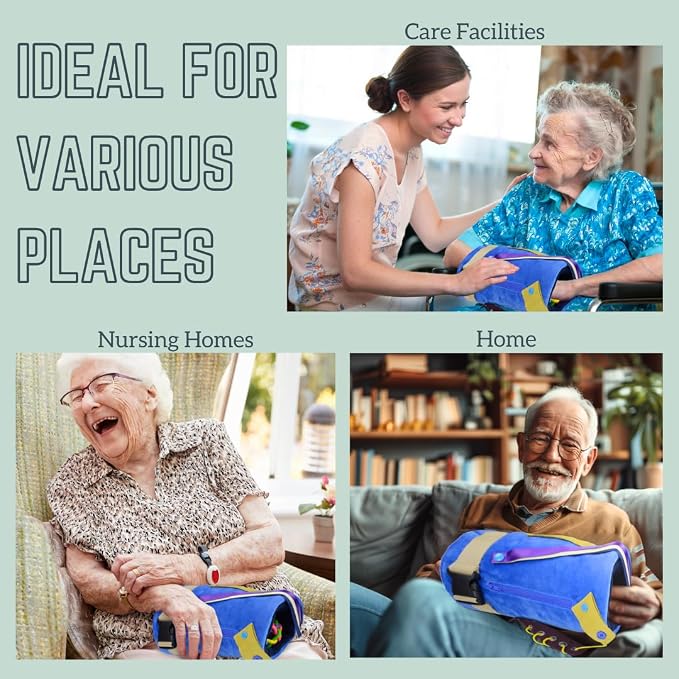 Modaliv 2-in-1 Sensory Fidget Blanket & Calming Muff, Blue | Alzheimer's & Dementia Activity Mat for Adults, Anxiety Relief, Therapeutic Tactile Sensory Engagement