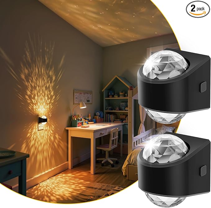 L LOHAS LED Night Lights Plug into Wall 2 Pack,Night Light for Kids | Dusk to Dawn Sensor,3000K Soft White Projector Light for Kids Playroom Home Theater Party