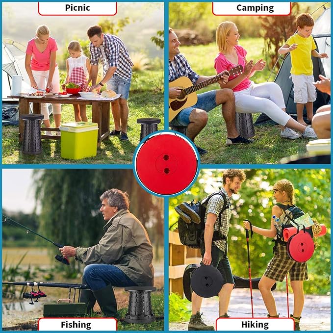 Upgraded Folding Stool Lightweight Yet More Sturdy with Load Capacity 400lbs Portable Collapsible Stool for Camping Fishing Hiking BBQ (Black)