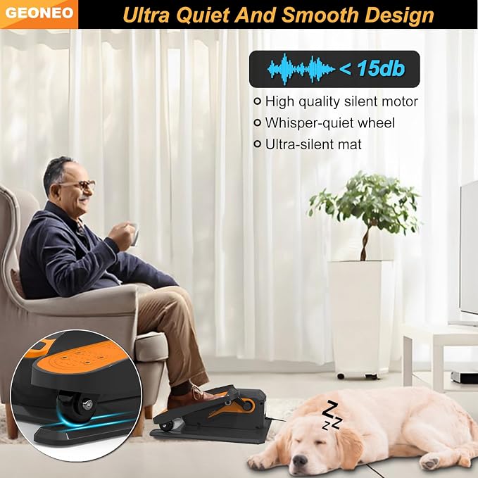 Under Desk Elliptical Machine, Electric Elliptical Exerciser for Senior, Quiet & Small Electric Seated Pedal Exerciser for Home with Monitor, Remote Control & 12 Adjustable Speeds