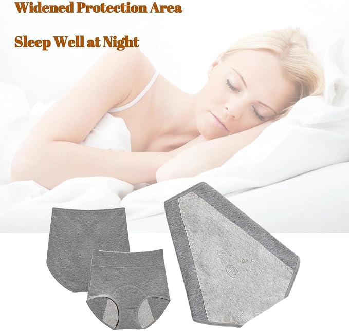 3 Pack Women's Incontinence Underwear Washable, Double Elastic High Waist Adult Incontinence Protective Briefs, Reusable for Light Bladder Leakage(XL-Waist: 26.0''~40.2'')