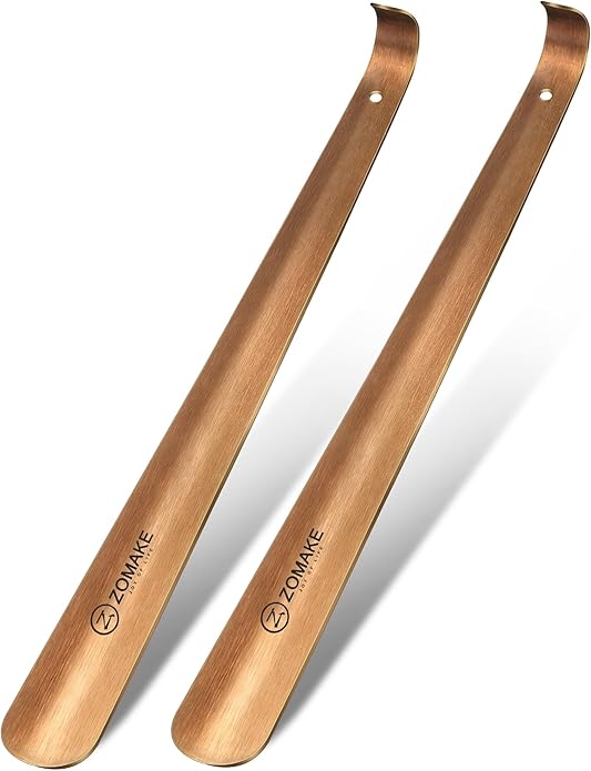 ZOMAKE Shoe Horn Long Handle for Seniors Men Women,16.5" Metal Long Shoehorn for Boots Shoe Spoon Helper