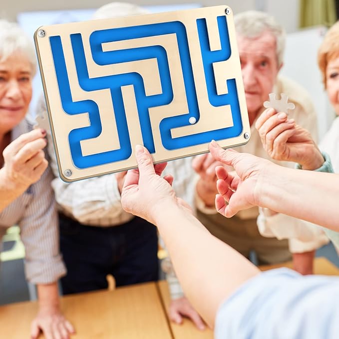 Sintuff 2 Pcs Wooden Maze Circuit Game, Dementia Activities for Seniors Elderly Alzheimers Products Maze Toy Gifts for Alzheimer's Patients, Improving Skills and Coordination, Easy to Hard Levels