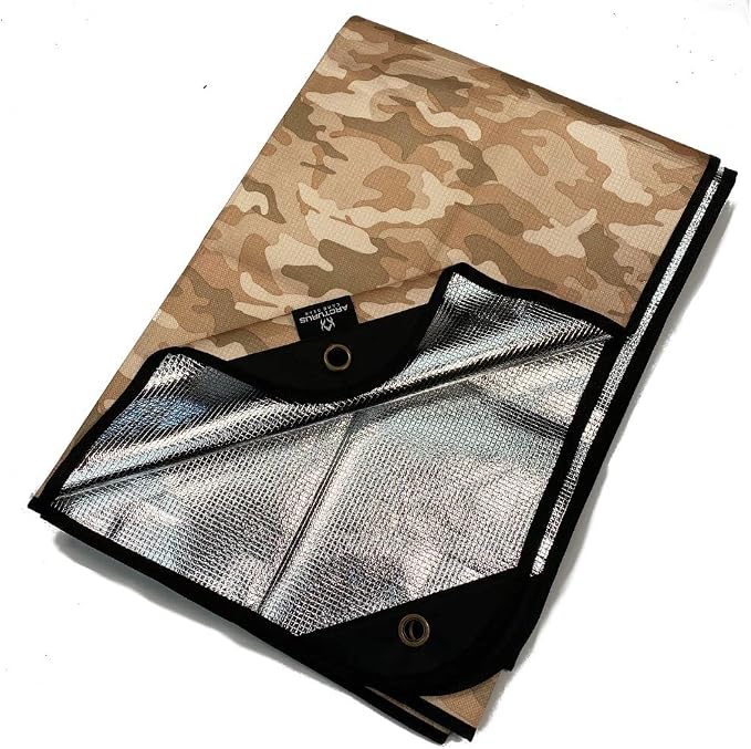 Arcturus All-Weather Outdoor Survival Blanket, Thermal Emergency Blanket, Reflective Heat Tarp with Grommets, Lightweight for Camping, Backpacking, Hiking & Emergency Car Kits, Desert Camo, 60x82in