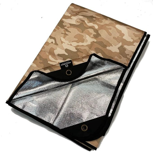 Arcturus All-Weather Outdoor Survival Blanket, Thermal Emergency Blanket, Reflective Heat Tarp with Grommets, Lightweight for Camping, Backpacking, Hiking & Emergency Car Kits, Desert Camo, 60x82in